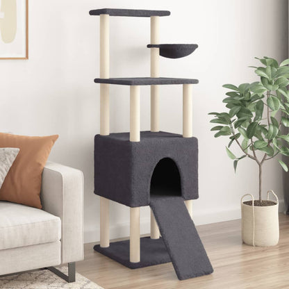 Arbre à chat avec griffoirs en sisal Gris foncé 153 cm