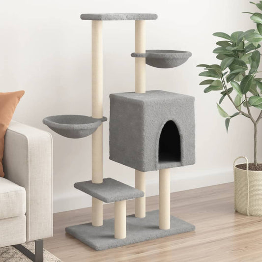 Arbre à chat avec griffoirs en sisal gris clair 117 cm