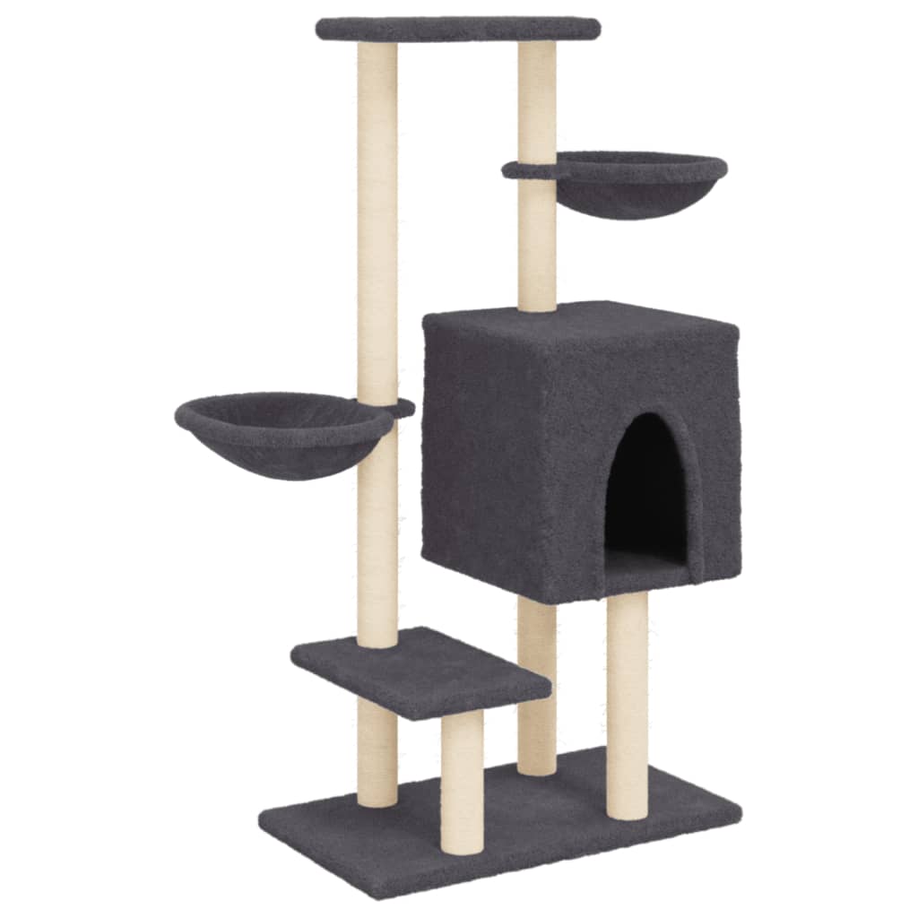 Arbre à chat avec griffoirs en sisal gris foncé 117 cm