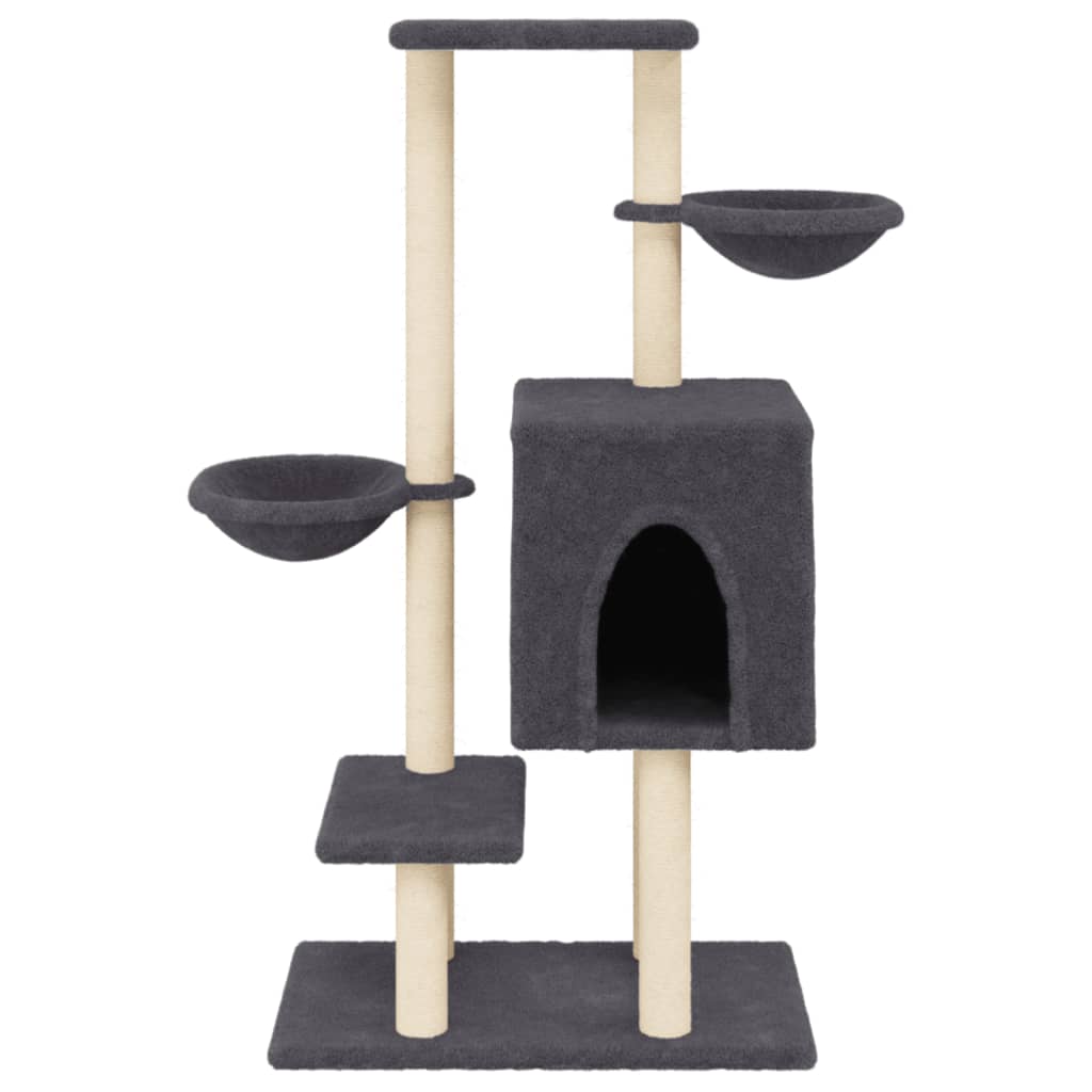 Arbre à chat avec griffoirs en sisal gris foncé 117 cm