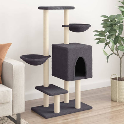 Arbre à chat avec griffoirs en sisal gris foncé 117 cm