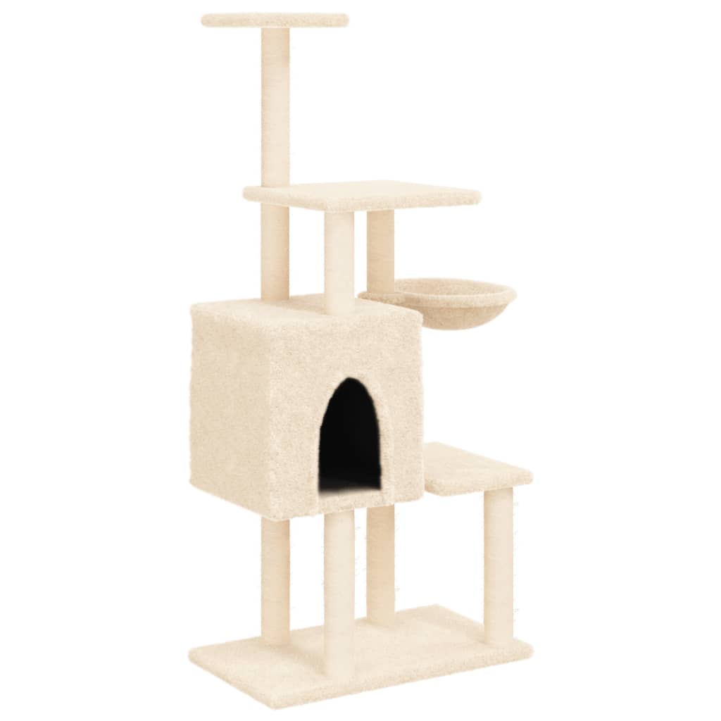 Arbre à chat avec griffoirs en sisal Crème 131 cm