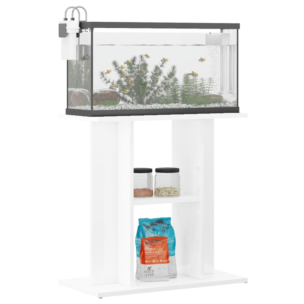 Support d'aquarium blanc brillant 60x30x60 cm bois d'ingénierie