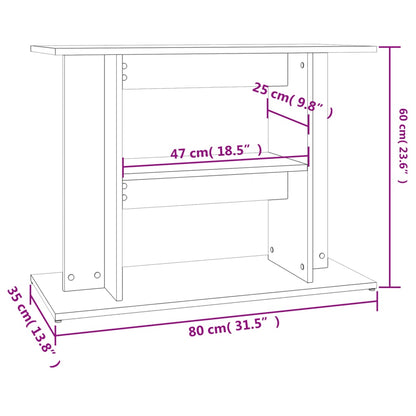 Support d'aquarium blanc brillant 80x35x60 cm bois d'ingénierie