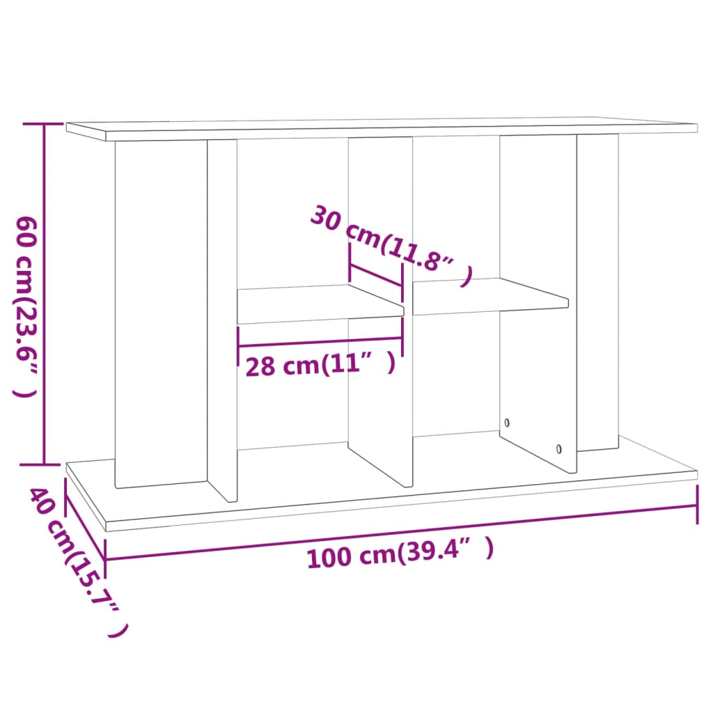 Support d'aquarium blanc brillant 100x40x60cm bois d'ingénierie