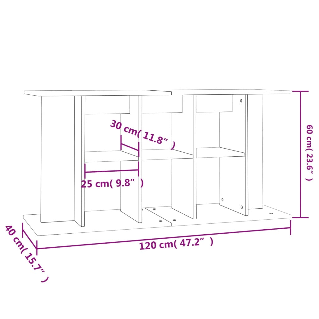 Support d'aquarium blanc brillant 120x40x60cm bois d'ingénierie