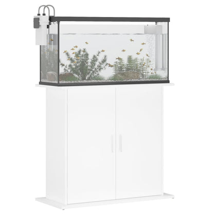 Support d'aquarium blanc brillant 81x36x73 cm bois d'ingénierie