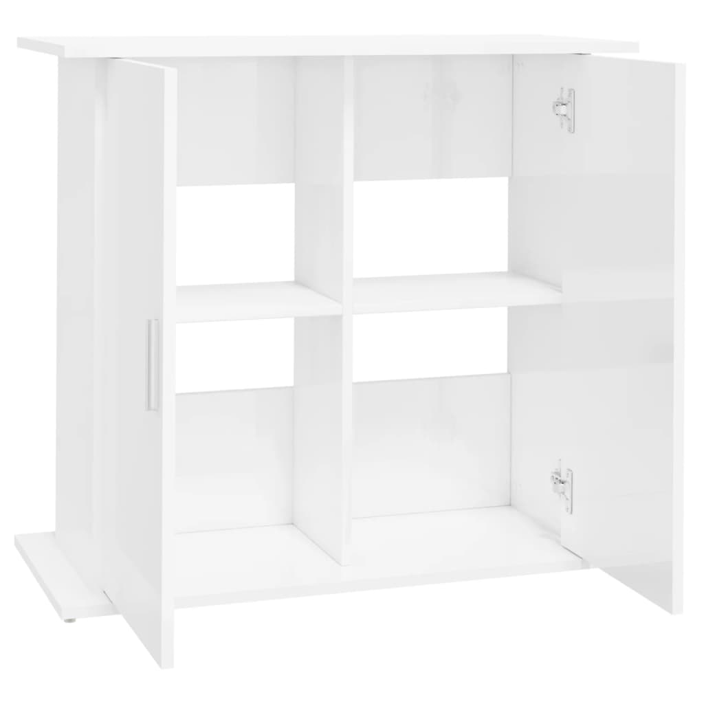 Support d'aquarium blanc brillant 81x36x73 cm bois d'ingénierie