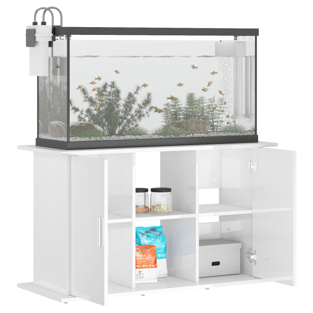 Support d'aquarium blanc brillant 101x41x58cm bois d'ingénierie