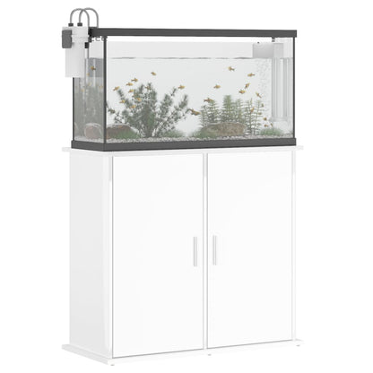 Support d'aquarium blanc brillant 81x36x73 cm bois d'ingénierie