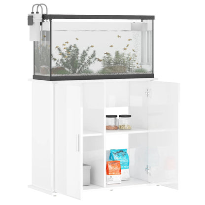 Support d'aquarium blanc brillant 81x36x73 cm bois d'ingénierie