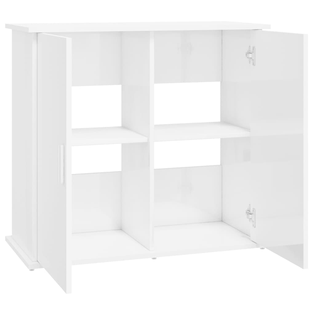 Support d'aquarium blanc brillant 81x36x73 cm bois d'ingénierie