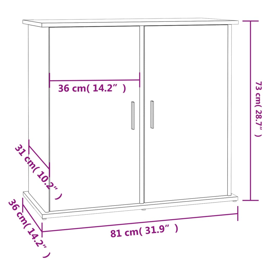 Support d'aquarium blanc brillant 81x36x73 cm bois d'ingénierie