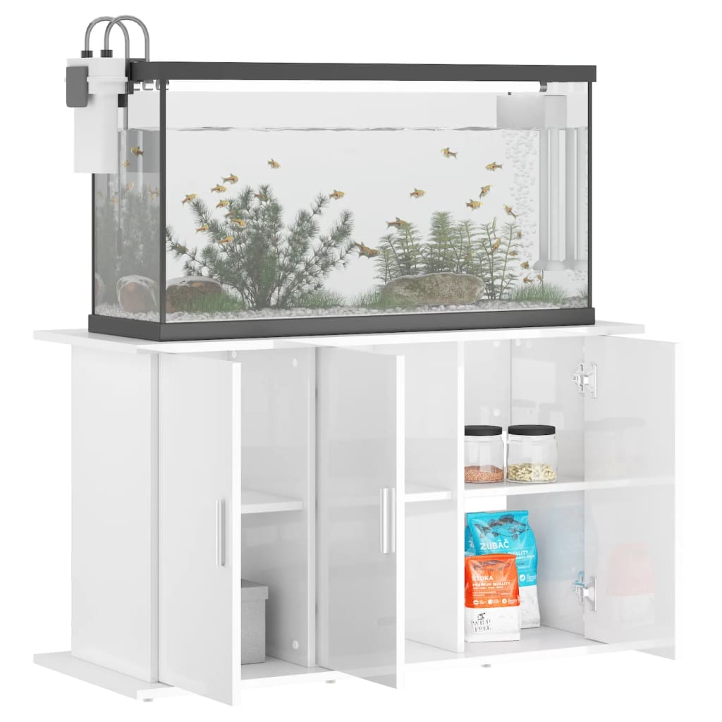 Support d'aquarium blanc brillant 101x41x58cm bois d'ingénierie