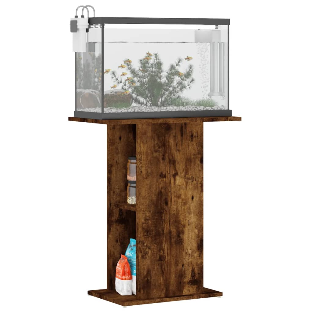 Support d'aquarium chêne fumé 60,5x36x72,5 cm bois d'ingénierie