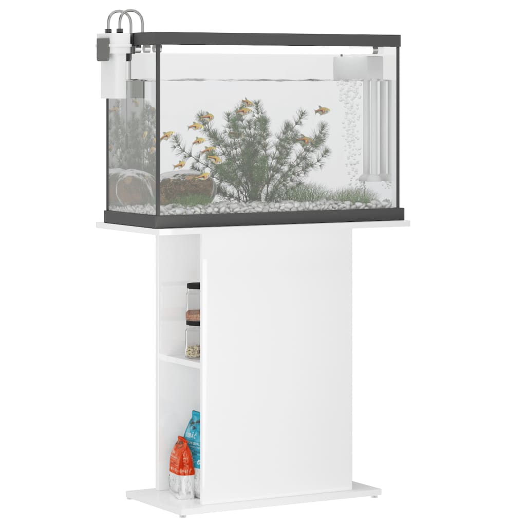 Support d'aquarium blanc brillant 75x36x72,5 cm bois ingénierie