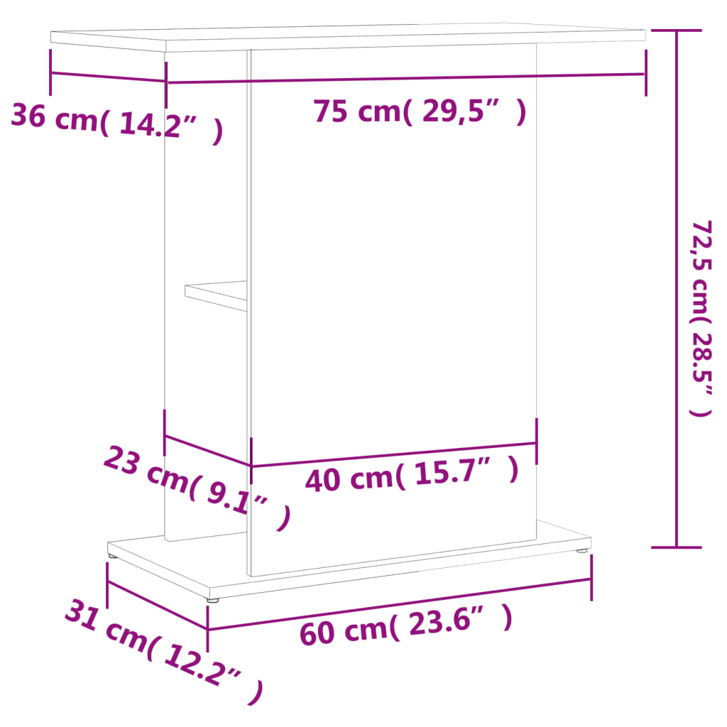 Support d'aquarium blanc brillant 75x36x72,5 cm bois ingénierie