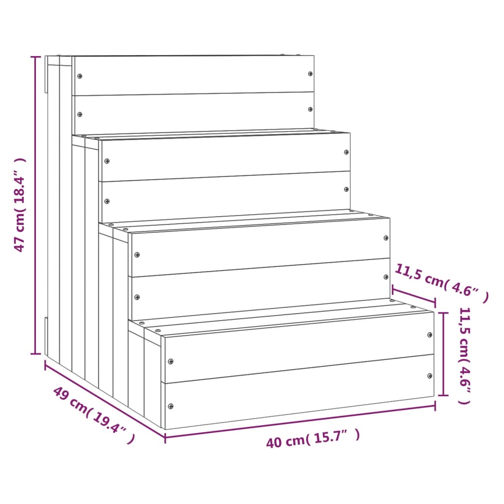 Escalier pour animaux de compagnie Blanc 40x49x47cm Bois de pin