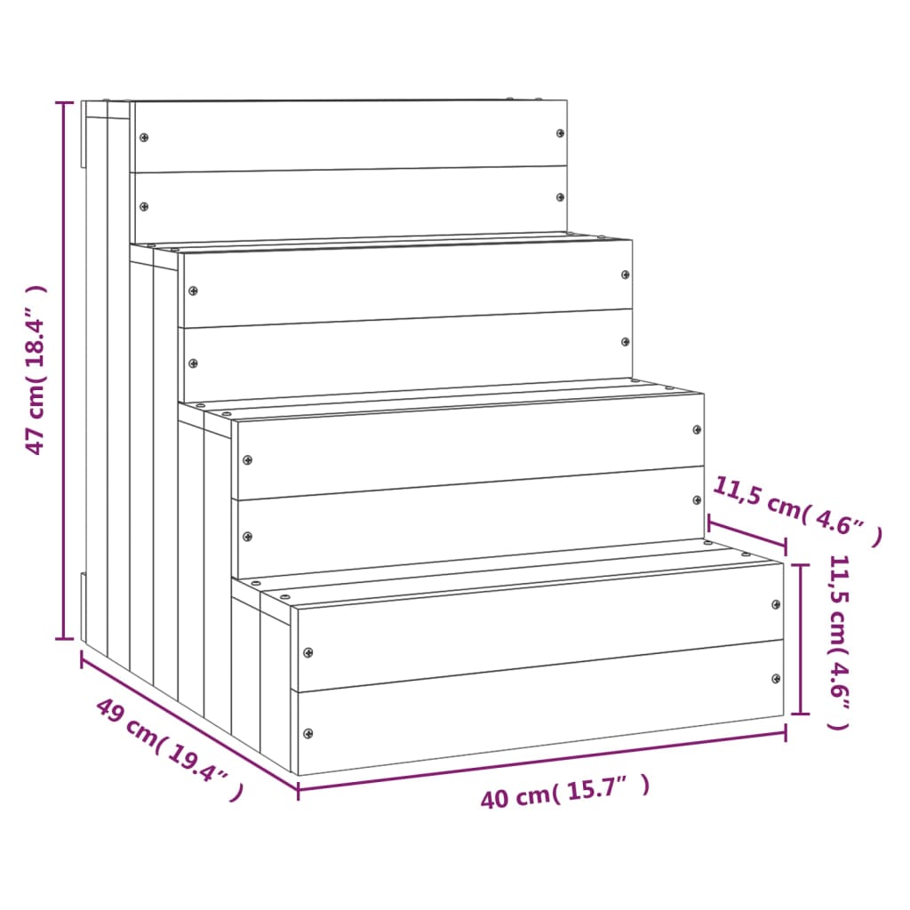 Escalier pour animaux de compagnie Gris 40x49x47 cm Bois de pin