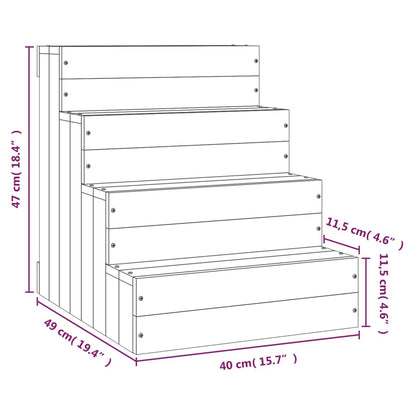 Escalier pour animaux de compagnie Gris 40x49x47 cm Bois de pin