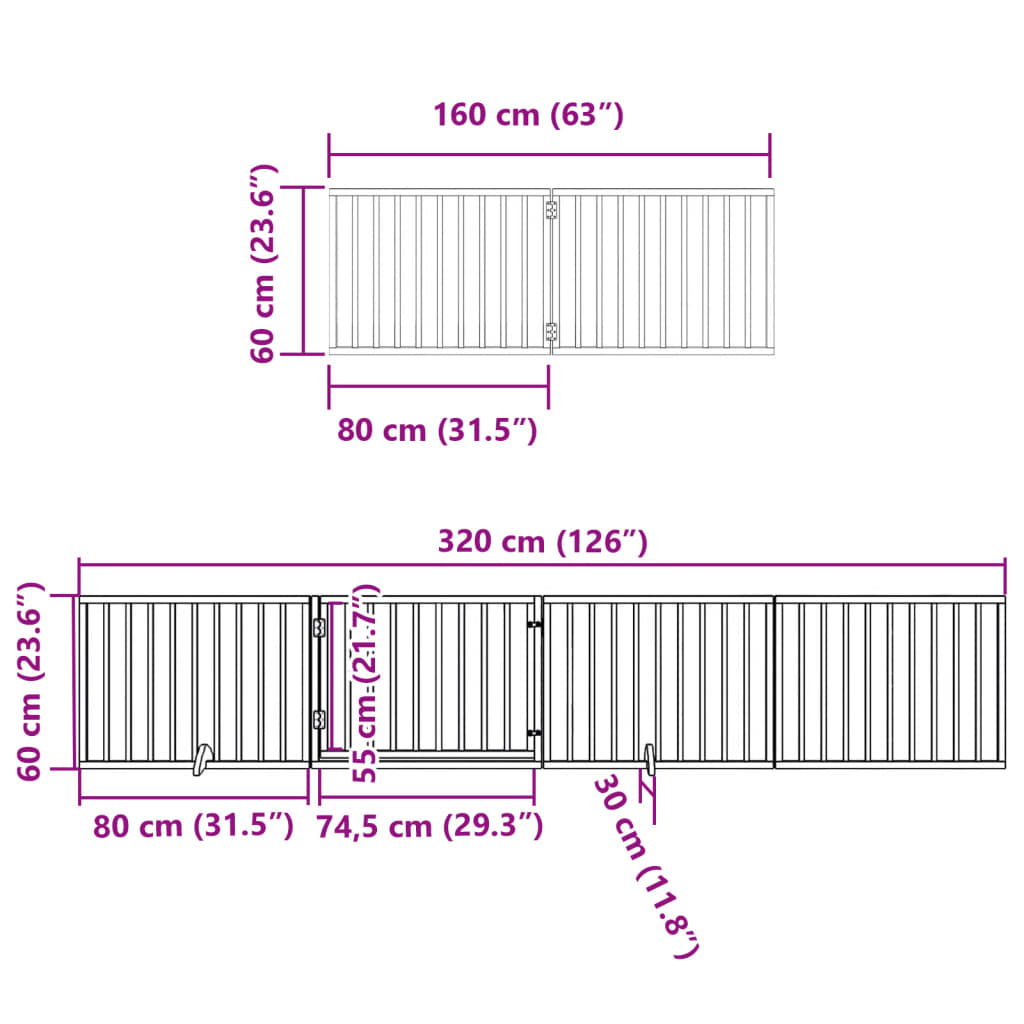 Barrière pour chien avec porte pliable 6 panneaux bois peuplier Hauteur 60cm