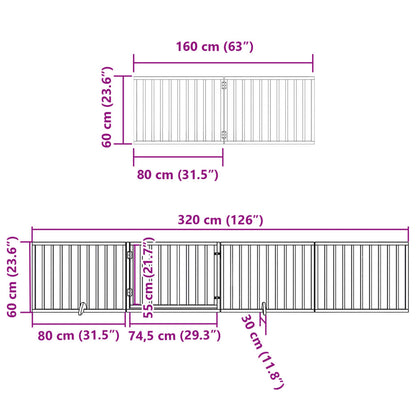 Barrière pour chien avec porte pliable 6 panneaux bois peuplier Hauteur 60cm