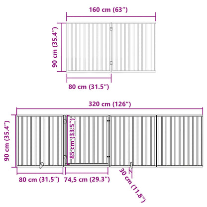 Barrière pour chien avec porte pliable 6 panneaux bois peuplier Hauteur 90cm