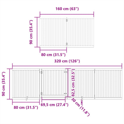 Barrière pour chien avec porte pliable 6 panneaux bois peuplier Hauteur 90cm