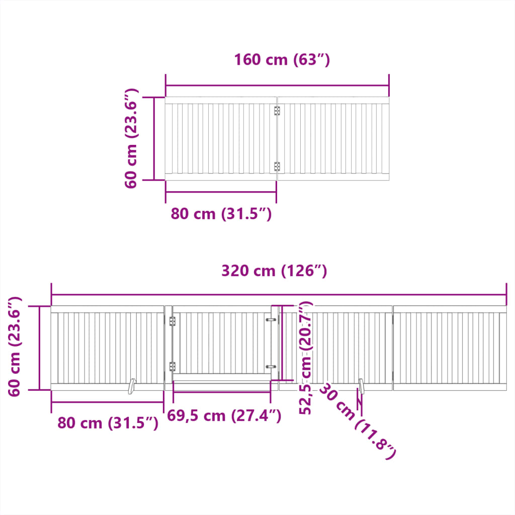 Barrière pour chien avec porte pliable 6 panneaux bois peuplier Hauteur 60cm