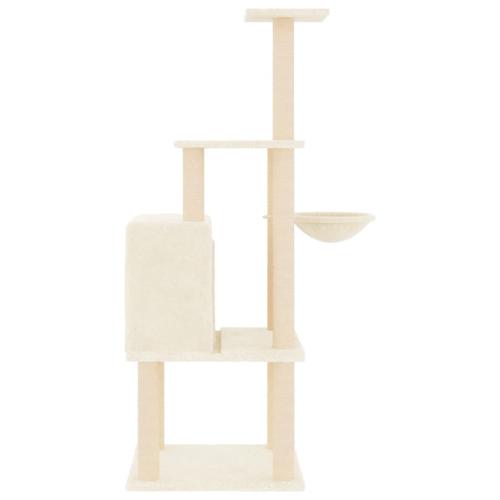 Arbre à chat avec griffoirs en sisal crème 132 cm