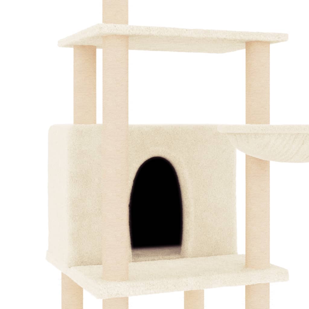 Arbre à chat avec griffoirs en sisal crème 132 cm