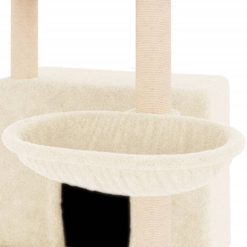 Arbre à chat avec griffoirs en sisal crème 132 cm