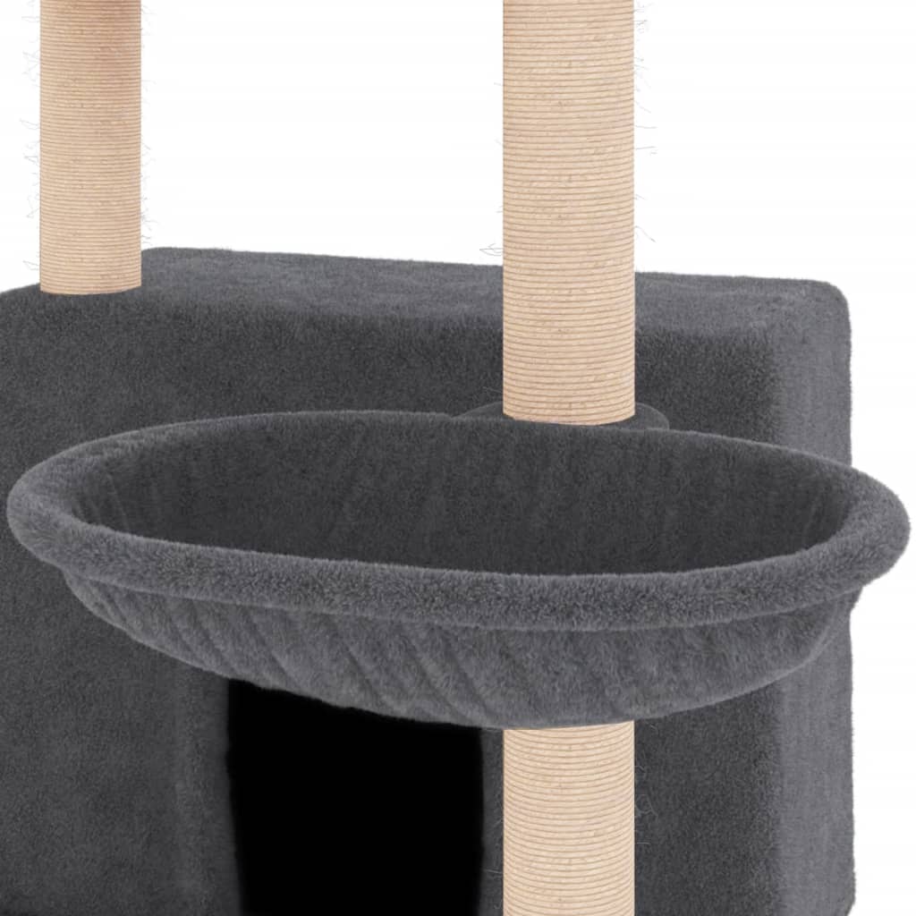 Arbre à chat avec griffoirs en sisal gris foncé 132 cm