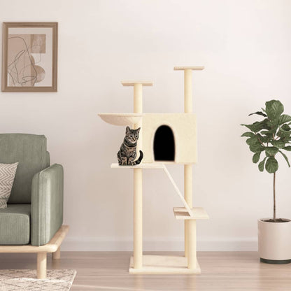 Arbre à chat avec griffoirs en sisal crème 143 cm