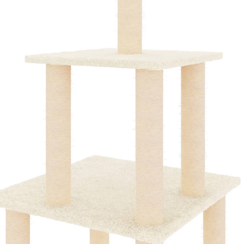 Arbre à chat avec griffoirs en sisal crème 111 cm