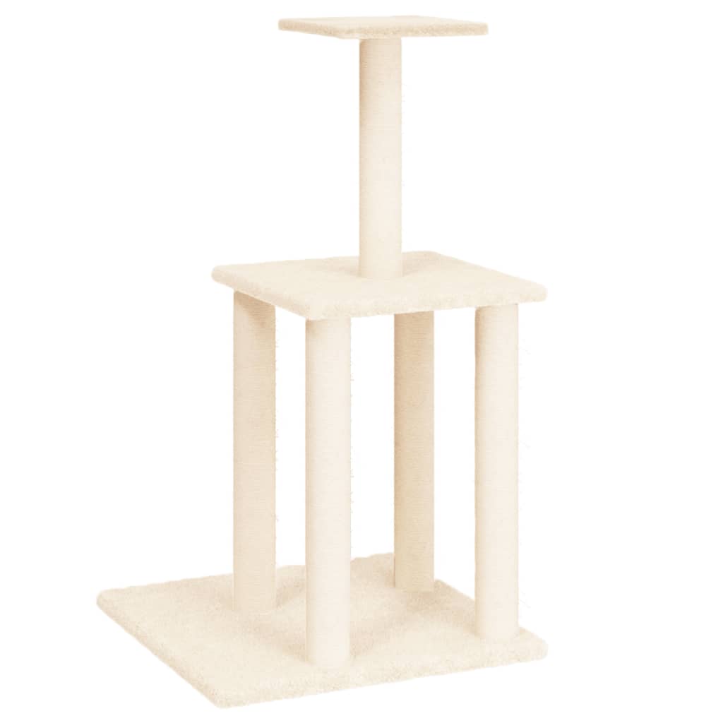 Arbre à chat avec griffoirs en sisal crème 85,5 cm