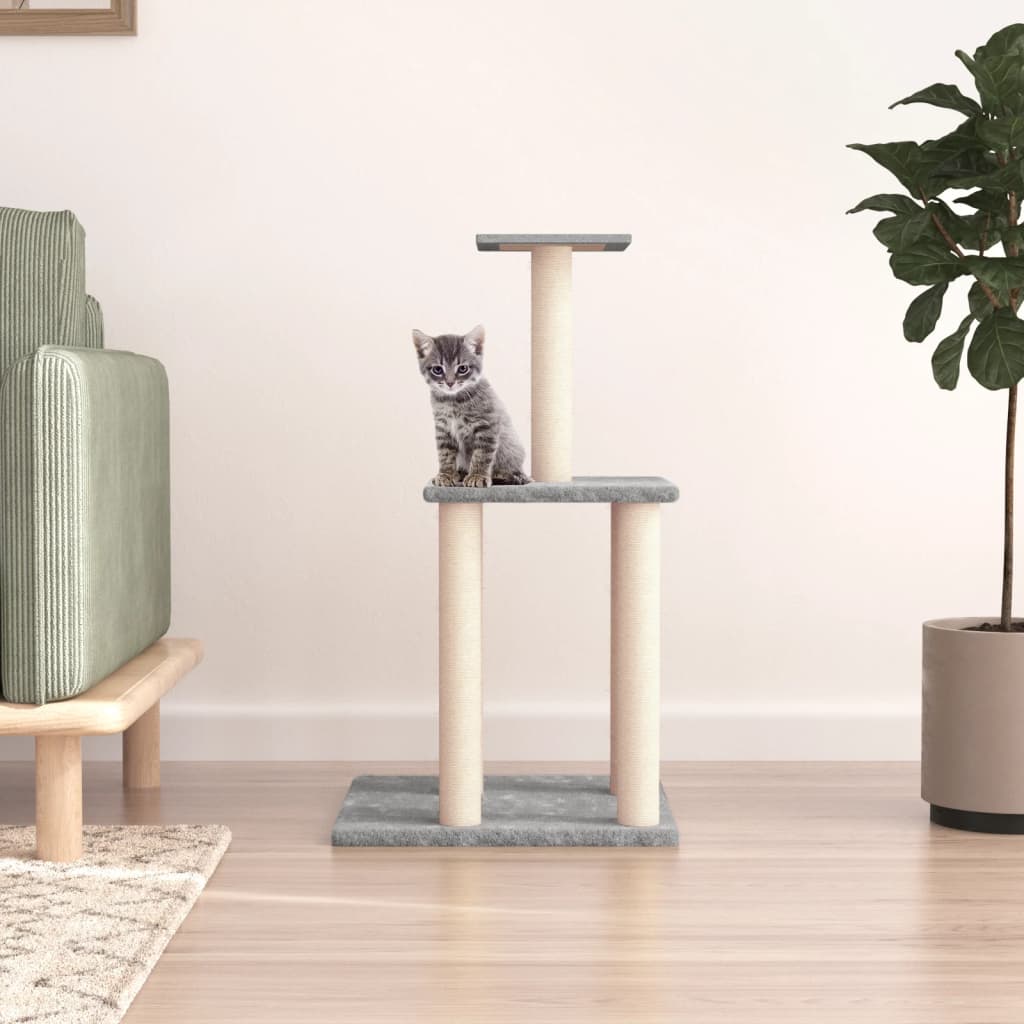 Arbre à chat avec griffoirs en sisal gris clair 85,5 cm