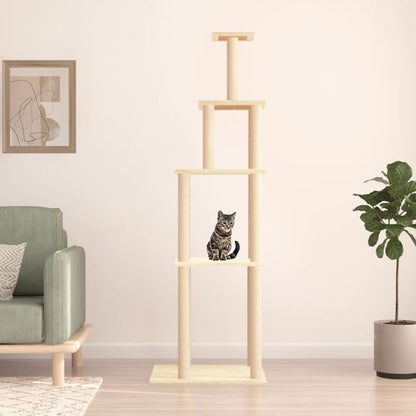 Arbre à chat avec griffoirs en sisal crème 183 cm