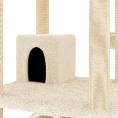 Arbre à chat avec griffoirs en sisal crème 141 cm