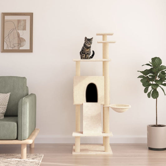 Arbre à chat avec griffoirs en sisal Crème 153 cm