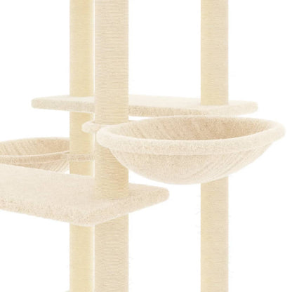 Arbre à chat avec griffoirs en sisal crème 133 cm