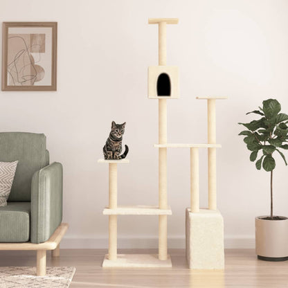 Arbre à chat avec griffoirs en sisal Crème 180 cm