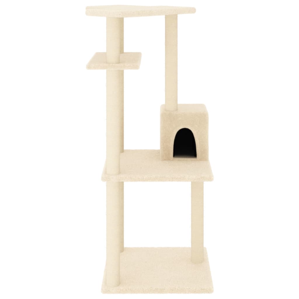 Arbre à chat avec griffoirs en sisal crème 123 cm