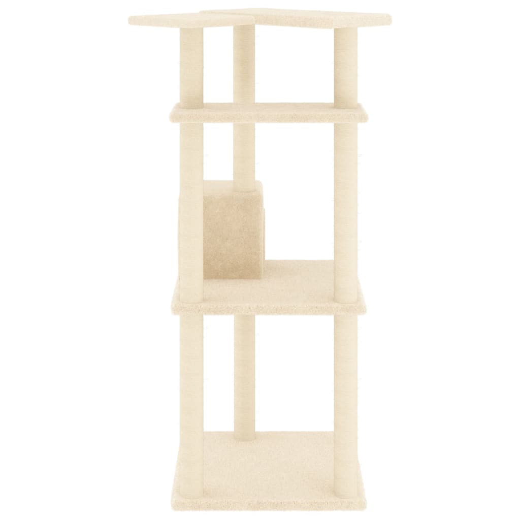 Arbre à chat avec griffoirs en sisal crème 123 cm