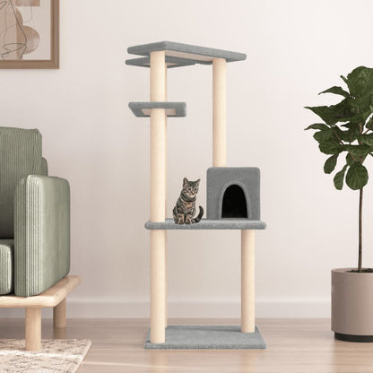 Arbre à chat avec griffoirs en sisal gris clair 123 cm