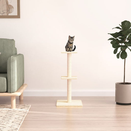 Arbre à chat avec griffoirs en sisal crème 73 cm