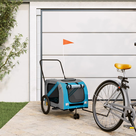 Remorque de vélo pour animaux de compagnie bleu et gris