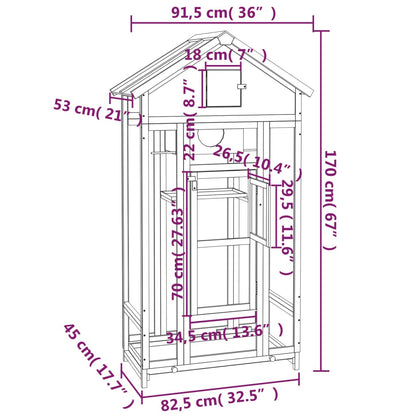 Maison à oiseaux moka 91,5x53x170 cm bois massif de pin