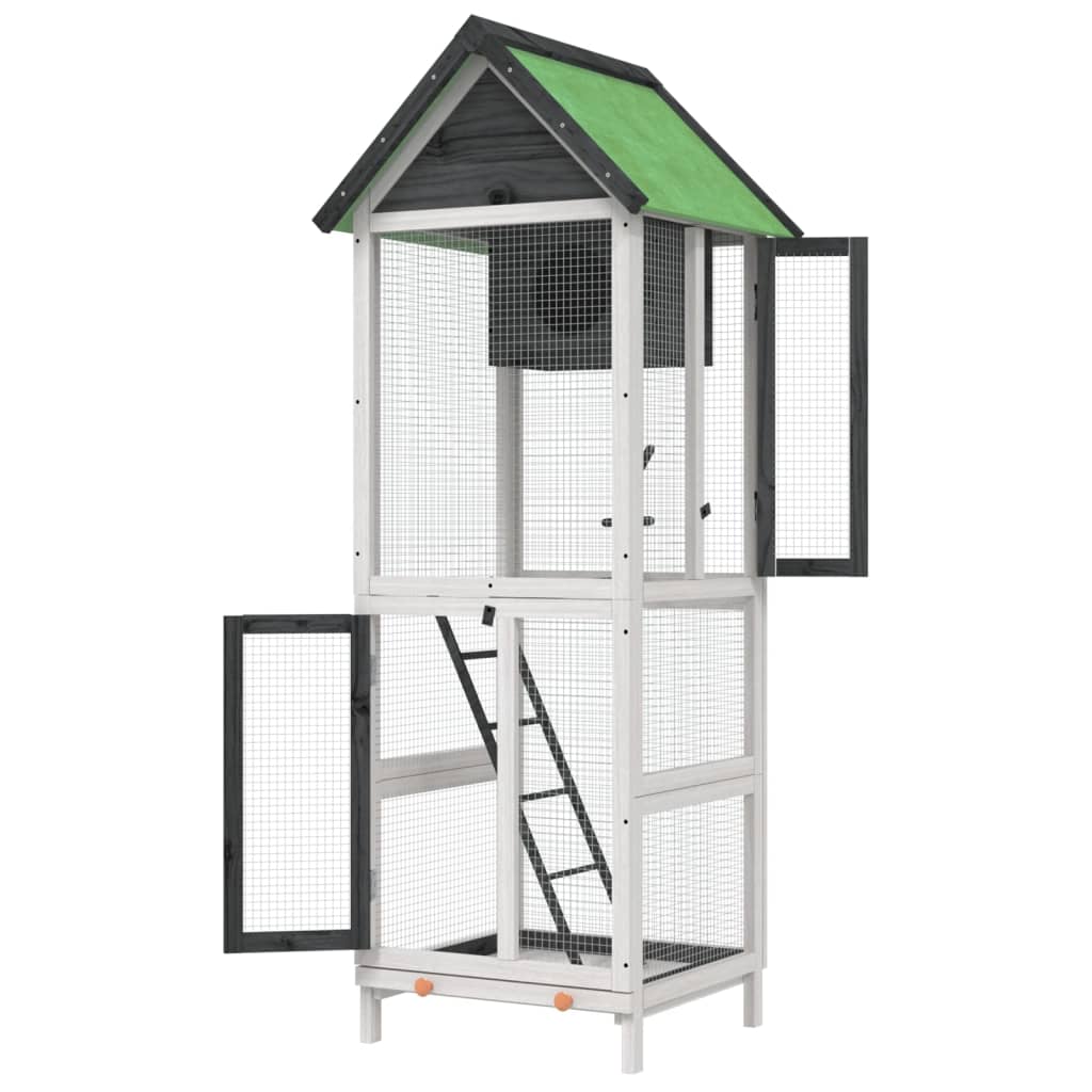 Maison à oiseaux gris 60x58,5x160 cm bois massif de pin