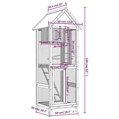 Maison à oiseaux moka 60x58,5x160 cm bois massif de pin